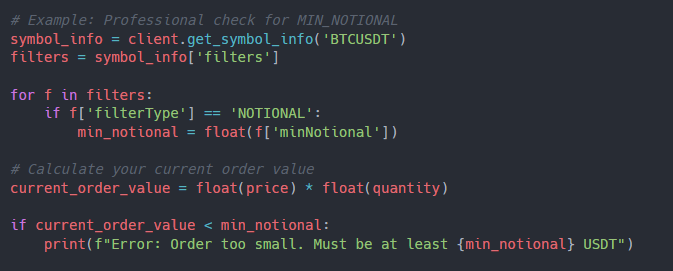 How to Fix Binance API Error -1013 (Filter failure: MIN_NOTIONAL / LOT_SIZE) – 2026 Quant Guide
