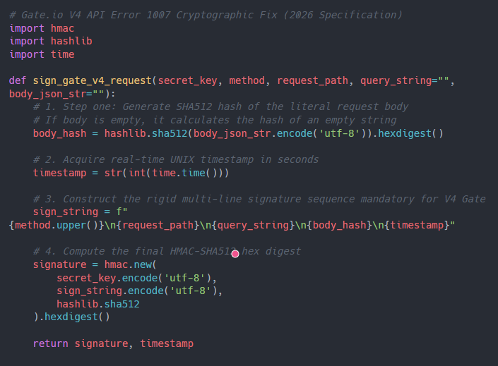 How to Fix Gate.io API Error 1007 INVALID_SIGNATURE – 2026 V4 Python Guide