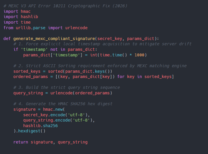 How to Fix MEXC API Error 10211 (Signature Mismatch) – 2026 Python CCXT Guide